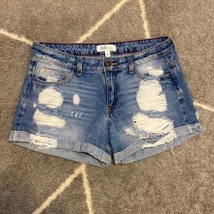 Distressed Blue Jean Shorts